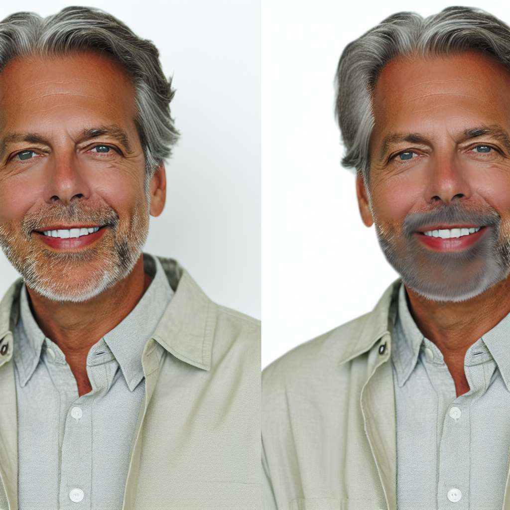 Smiling man in his 50s with gray hair and a beard, wearing a casual shirt